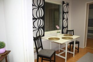The furnished apartments has 2 rooms, kitchen and bathroom. It has all necessary kitchen equipment and also towels and lining. Parking and cleaning is included.